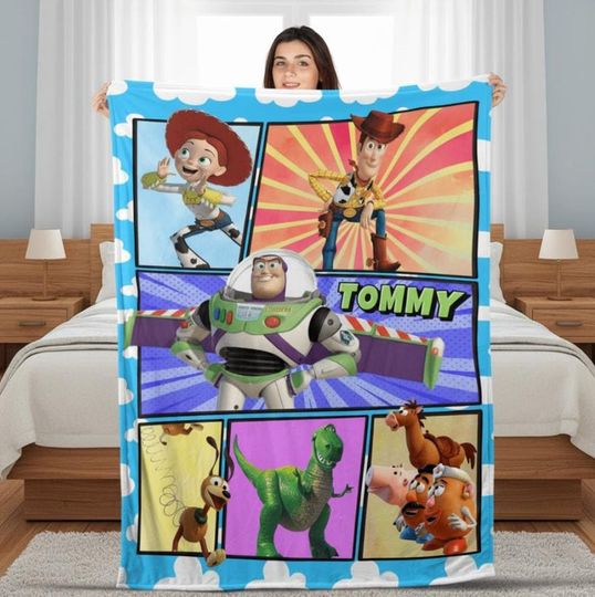 Discover Custom Name Cartoon Blanket, Personalized Name Cartoon Movie Blanket, Cartoon Blanket Gift, Blanket Gift For Boy Or Girl