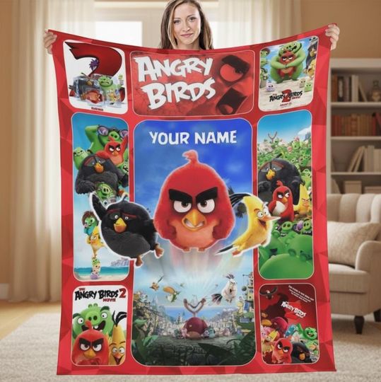 Discover Custom Name Birds The Movie Blanket, Personalized Name Birds Cartoon Blanket, Birds Family Blanket, Birds Movie Love Gifts