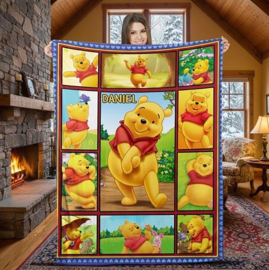 Discover Custom Name Bears Cartoon Blanket, Personalized Name Bears Movie Blanket, Bears Birthday Blanket For Kids, Cartoon Love Gifts