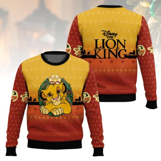 Lion King Christmas Ugly Sweater, Simba Holiday Sweater, Xmas Family Gift