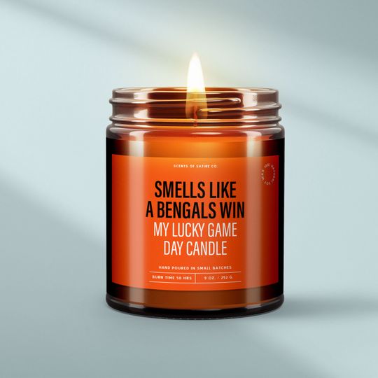 Funny Smells Like Bengals Win Candle, Cincinnati Football Fan Gift, Sport Candles, Fall Candle, Game Day Gift, Thanksgiving Decor