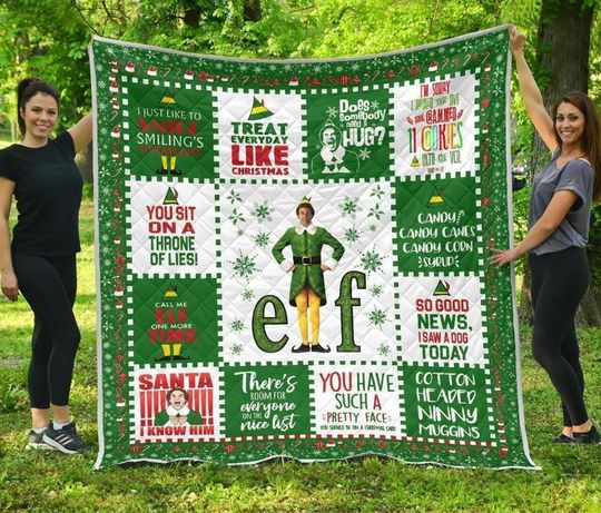 Discover Funny Christmas Elf Quilt Blanket, Christmas Elf Lover Quilt Blanket, Cartoon Bedding Blanket, Christmas Bedding Blanket, Home Decor Gift.