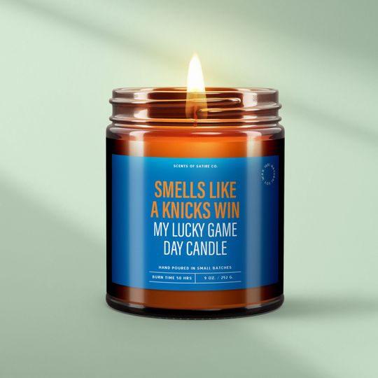 Funny Knicks Candle, New York Basketball Fan Gift, Smells Like a Knicks Win, Lucky Game Day Soy Candle, Sports Gifts For Him,Christmas