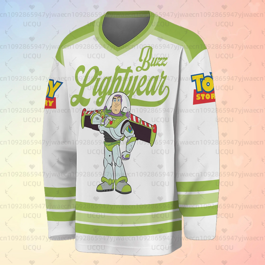 oy Story Ice Hocky Player Jersey Buzz Lightyear Adult Kids Long Sleeve T-Shirts Breathable Quick-drying Men's Women T-shirt
