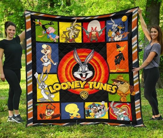 Looney Tunes Cute Cartoon Christmas Vintage Quilt Blanket, Looney Tunes Christmas Blanket, Bedding Blanket, Personalized Cartoon Blanket
