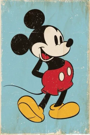 Discover Mickey Mouse Disney Poster, Retro Kids Room Vertical Poster