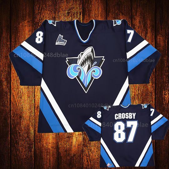 Discover Custom Vintage Rimouski Oceanic  Sidney Crosby Embroidery Stitched Hockey Jersey Youth Kids Adult Any Size And name（blue）