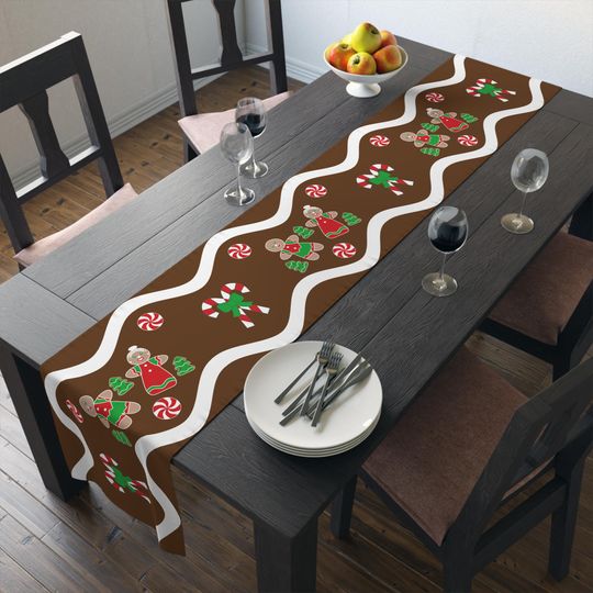 Gingerbread Table Runner, Holiday Table Runner, Christmas Home Decor, Gingerbread Man Woman