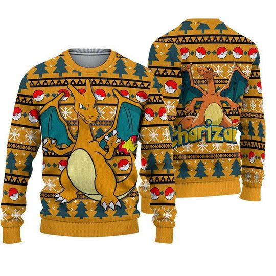 Love Charizard PKM Christmas Sweater, Charizard poket mons Ugly Christmas Sweater