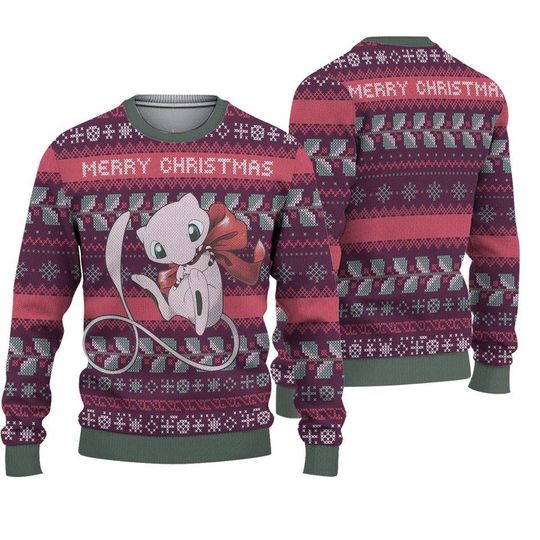 Mew poket mons Christmas Sweater, Cute Ugly Xmas Jumper,Holiday Gift for Anime Lovers