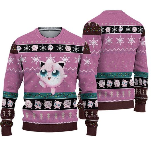 Discover Jigglypuff poket mons Christmas Sweater, Cute Ugly Xmas Jumper, Holiday Gift for Anime Lovers