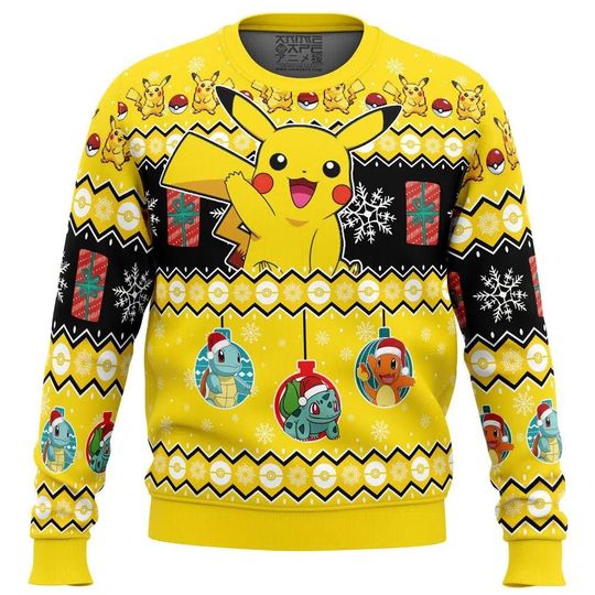 Love Pika PKM Christmas Sweater, Pika poket mons Ugly Christmas Sweater