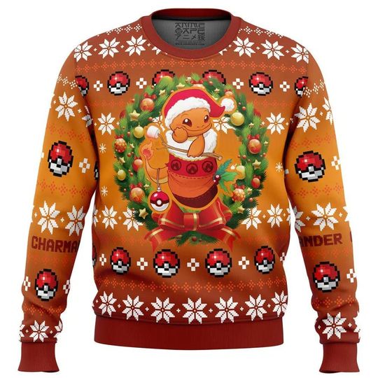 Charmander Ugly Christmas Sweater, Festive Winter Sweatshirt for Men Women