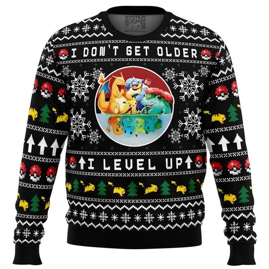 Discover I Dont Get Older I Level Up PKM Christmas Sweater, Ugly Christmas Sweater