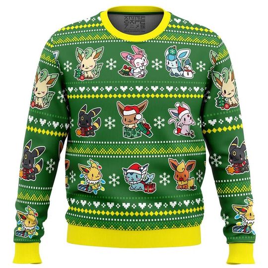 Love PKM Eeveelution Christmas Sweater, Pika Ugly Christmas Sweater