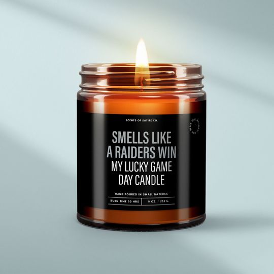 Discover Smells Like a Raiders Win  Your Lucky Game Day Candle | Funny Las Vegas Raiders Gift | Perfect football Fans and Football Watch Parties