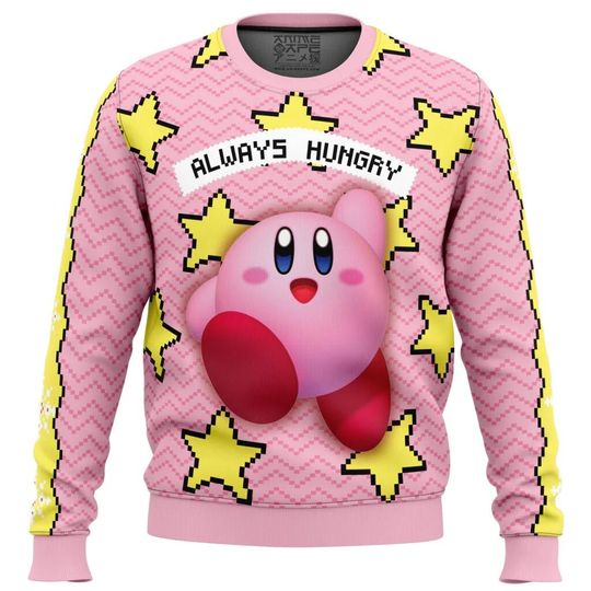 Always Hungry Kirby Xmas Sweater, Kirby Ugly Christmas Sweater