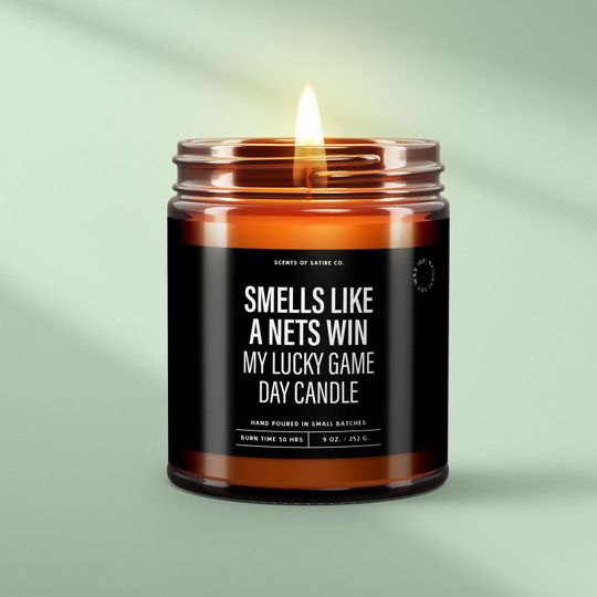Smells Like a Nets Win  Your Lucky Game Day Candle | Funny Brooklyn Nets Gift | Perfect for NBA Watch Parties