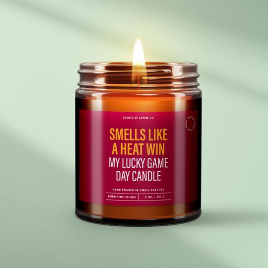 Discover Smells Like a Heat Win  Your Lucky Game Day Candle | Funny Miami Heat Gift | Perfect for NBA Watch Parties