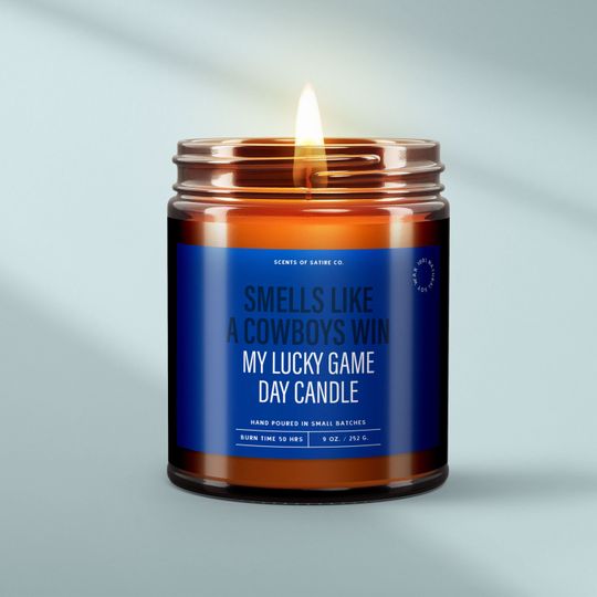 Discover Funny Cowboys Candle, Dallas Football Fan Gift, Game Day Soy Candle, Lucky Amber Jar Candle, Sports Lover Gift for Him or Her