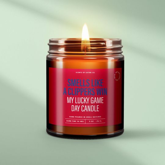 Discover Funny Clippers Candle, Los Angeles Basketball Fan Gift, Smells Like a Clippers Win, Game Day Soy Candle, Lucky Amber Jar Gift