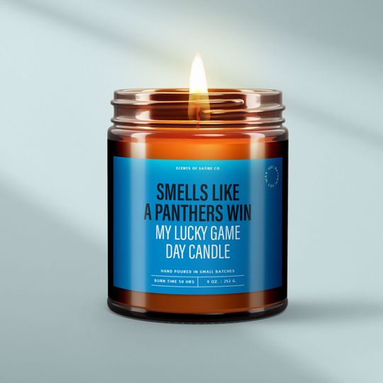 Discover Smells Like a Panthers Win  Your Lucky Game Day Candle | Funny Carolina Panthers Gift | Perfect football Fans and Football Watch Parties