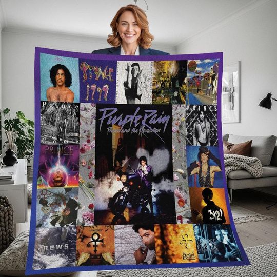 Prince Purple Fleece Blanket, Prince Purple Vintage Personalized Fleece Blanket, Prince Pur Rain Personalized Blanket, Christmas Gift