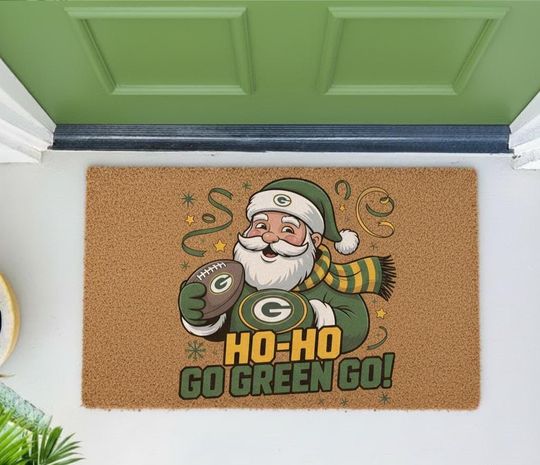 Discover Green Bay Football Christmas Doormat  Funny Santa Welcome Mat