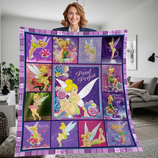 Discover Tinker Bell Christmas Fleece Blanket, Christmas Tinker Bell Vintage Personalized Fleece Blanket, Personalized Blanket, Christmas Gift
