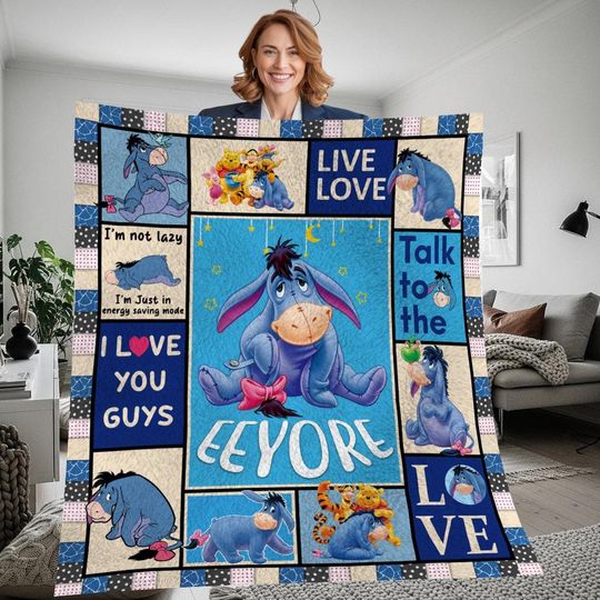 Discover Eeyore Christmas Fleece Blanket, Christmas Eeyore Vintage Personalized Fleece Blanket, Personalized Blanket, Christmas Gift