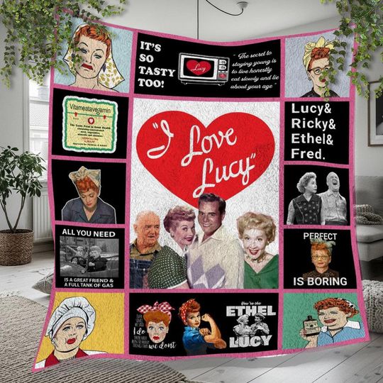 Discover I Love Lucy Christmas Fleece Blanket, Christmas I Love Lucy Vintage Personalized Fleece Blanket, Personalized Blanket, Christmas Gift