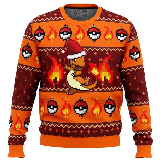 Charmander Ugly Christmas Sweater, Festive Winter Sweatshirt for Men Women