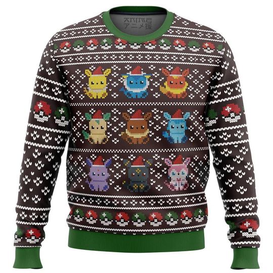 Love PKM Eeveelution Christmas Sweater, Pika Ugly Christmas Sweater