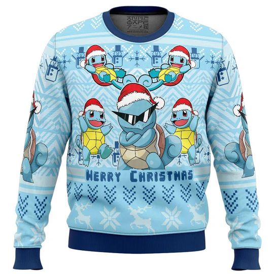 Love Squirtle PKM Christmas Sweater, Squirtle poket mons Ugly Christmas Sweater