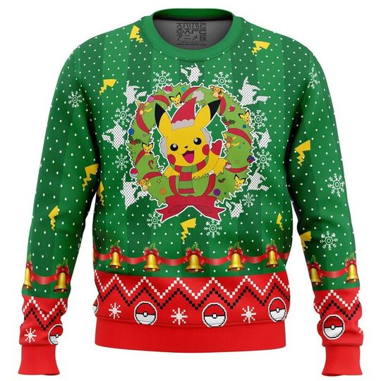 Discover Love Pika PKM Christmas Sweater, Pika poket mons Ugly Christmas Sweater