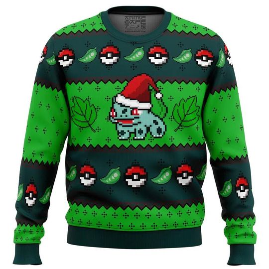 Love Bulbasaur PKM Christmas Sweater, Bulbasaur poket mons Ugly Christmas Sweater