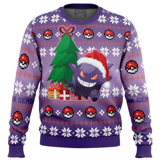 Love Gengar PKM Christmas Sweater, Gengar poket mons Ugly Christmas Sweater