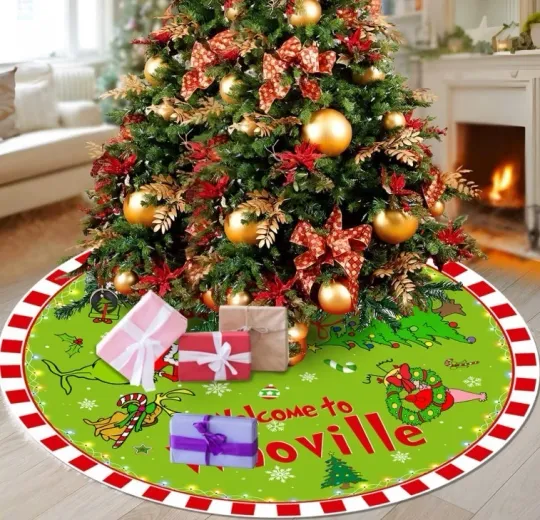 Discover Christmas Decorations Santa funny character Max Cindy Whoville Snowflakes 48" Tree Skirt