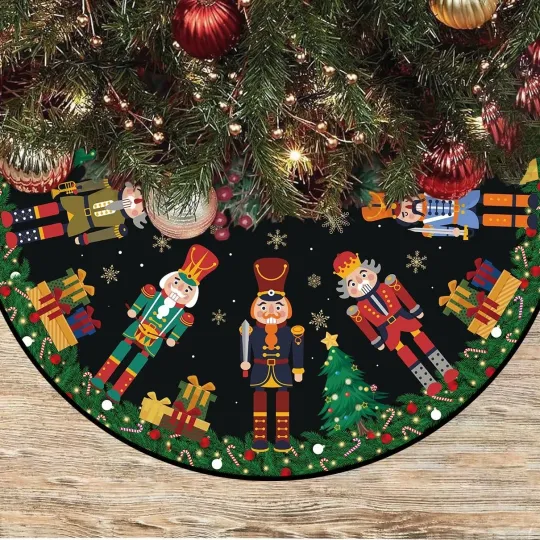 Discover Nutcracker Christmas Tree Skirt 48 Inches Christmas Tree Mats Xmas Collar for Fa