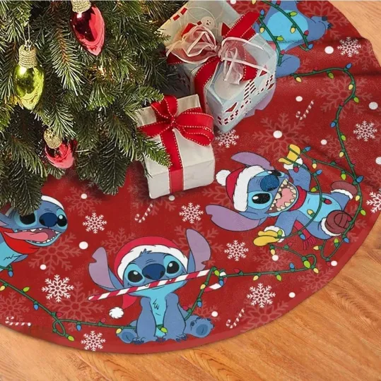 Discover Disney Lilo & Stitch Red Christmas Tree Skirt 47” NEW