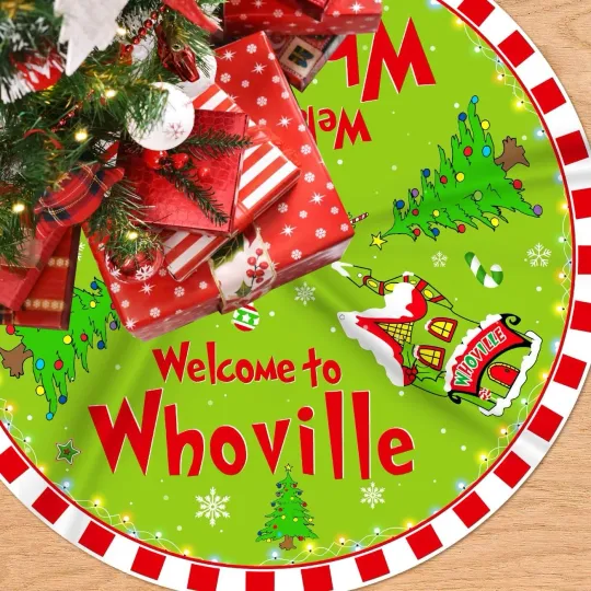 Discover funny character Christmas Tree Skirt Green Tree Skirt Christmas Decorations Xmas