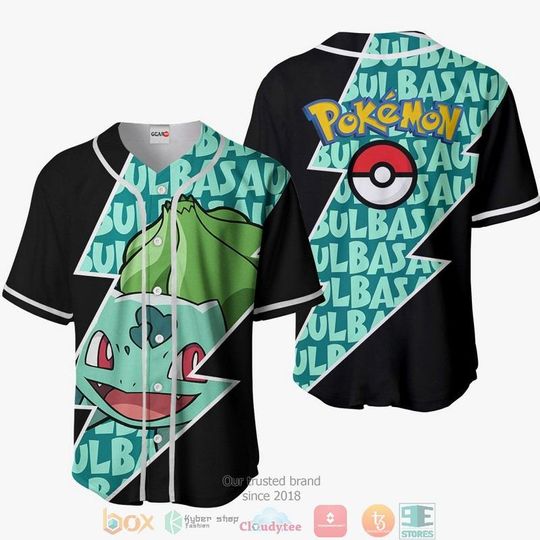 Bulbasaur Baseball Jersey, Cool PKM Shirt for Men Women, Japanese Anime Top