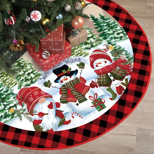 Tiamon Christmas Tree Skirt with Snowflake Design