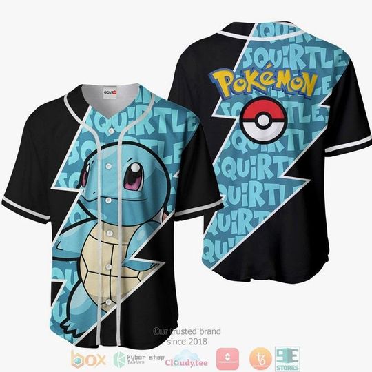 Squirtle Baseball Jersey, Cool PKM Shirt for Men Women, Japanese Anime Top