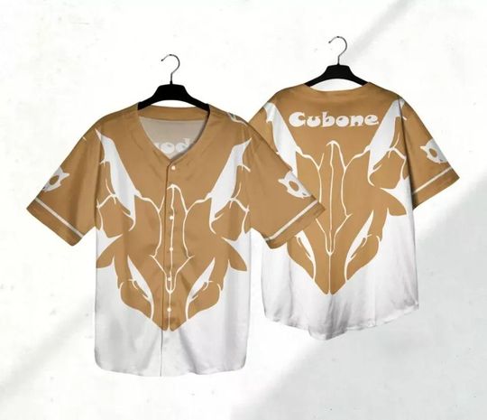 Cubone Baseball Jersey, Cool PKM Shirt for Men Women, Japanese Anime Top