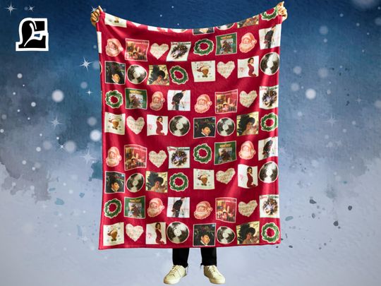 Discover Mariah & Elvis Christmas Vinyl Fleece Blanket with Festive Retro Holiday Music Design