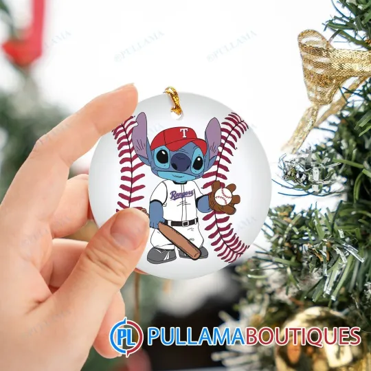 Discover Texas Baseball Rangers Team Stitch Christmas Ornament Gift Decor