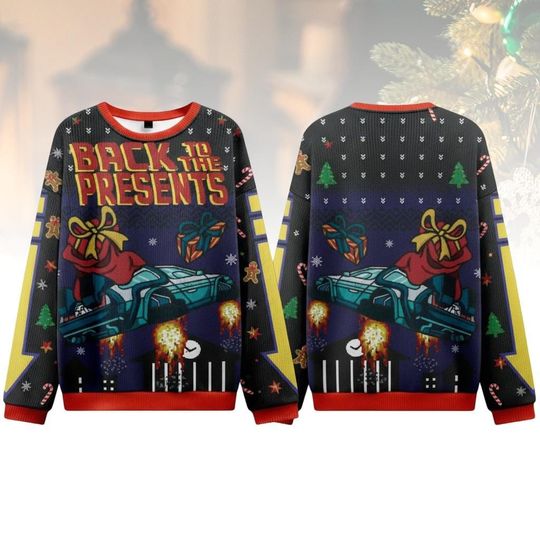 Back To The Future Christmas Ugly Sweater, Movie Holiday Sweater