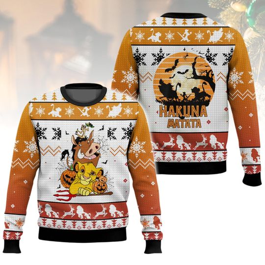 Lion King Christmas Ugly Sweater, Hakuna Matata Holiday Sweater, Xmas Gift