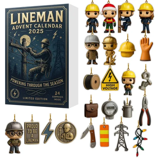 Discover 2025 Lineman Advent Calendar Pendant Toy Xmas Gift 24 Day Christmas Countdown